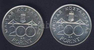 1993-94. 200Ft Ag "MNB" (1x) + "Deák" (1x) T:BU,2