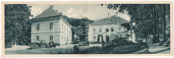 Szklenófürdő, Sklené Teplice; Úri fürdő. 2-részes kihajtható panorámalap / spa, bath. 2-tiled folding panoramacard (kis szakadás / small tear)