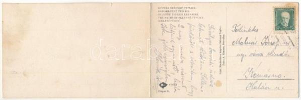 Szklenófürdő, Sklené Teplice; Úri fürdő. 2-részes kihajtható panorámalap / spa, bath. 2-tiled foldin...