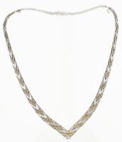 Ezüst(Ag) szövött nyakék, jelzett, biztonsági kapoccsal, h: 39 cm, nettó: 26,9 g