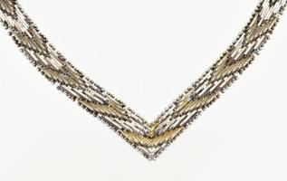 Ezüst(Ag) szövött nyakék, jelzett, biztonsági kapoccsal, h: 39 cm, nettó: 26,9 g