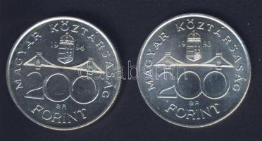 1993-94. 200Ft Ag "MNB" (1x) + "Deák" (1x) T:BU,2