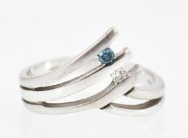 Fehérarany (Au) 14 K gyűrű 0,02 ct gyémánttal, jelzett, méret: 50, bruttó: 2,9 g