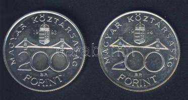 1993-94. 200Ft Ag "MNB" (1x) + "Deák" (1x) T:BU,2