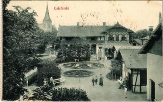 Csíz, Csízfürdő, Kúpele Cíz; fürdő. Ifj. Rábely Miklós kiadása / spa, bath (fl)