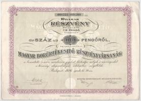 Budapest 1926. "Magyar Borértékesítő Részvénytársaság" 10 részvénye összesen 100P-ről, sze...