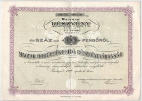 Budapest 1926. "Magyar Borértékesítő Részvénytársaság" 10 részvénye összesen 100P-ről, sze...
