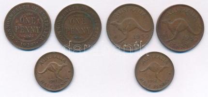 Ausztrália 1920. 1p bronz "V. György" (2x) + 1952. 1p bronz "VI. György" (2x) + ...