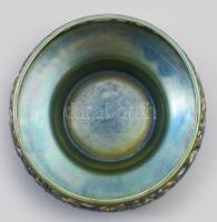 Zsolnay eozin mázas kaspó, fajansz, Kovács István terv. Jelzett, minimális kopás nyomokkal, m: 10 cm...