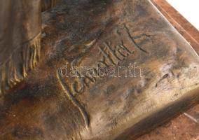 Schrotta János (Kispest, 1898 - Budapest, 1979): Magvető. Bronz, márvány talpazaton. Jelezve: Schrot...