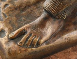 Schrotta János (Kispest, 1898 - Budapest, 1979): Magvető. Bronz, márvány talpazaton. Jelezve: Schrot...