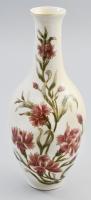 Zsolnay virágmintás váza, jelzéssel, hibátlan, alján mázrepedésekkel, m: 26 cm