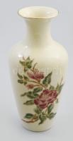 Zsolnay virágmintás váza, jelzéssel, hibátlan, mázrepedésekkel, m: 16 cm