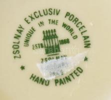 Zsolnay virágmintás váza, jelzéssel, hibátlan, mázrepedésekkel, m: 16 cm