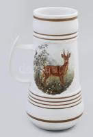 Hollóházi nagyméretű vadászmintás korsó, jelzéssel, hibátlan, m: 22,5 cm