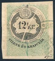 12kr okmánybélyeg szép papírránccal