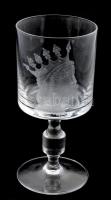 Szent István arckép csiszolással üvegkehely, jelzés nélkül, hibátlan, m: 17 cm