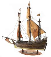 La France - Brigg La moietoe, Aida hajó makett, antik, korának megfelelő állapotban, cca 60x60 cm