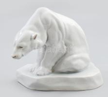 Herendi nagy méretű jegesmedve szobor. Jelzett (Markup Béla 1927), Kézzel festett, jelzett, szép állapotban, m:19, h:21