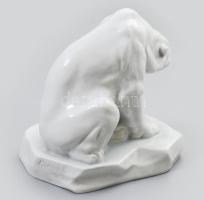 Herendi nagy méretű jegesmedve szobor. Jelzett (Markup Béla 1927), Kézzel festett, jelzett, szép áll...