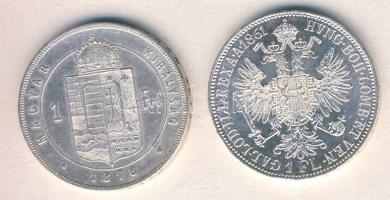 1878. 1Ft Ag T:2-/3+ kis ph. + Ausztria 1861. 1Fl Ag T:2+