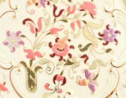 Zsolnay virágmintás falitál, jelzéssel, hibátlan, d: 30,5 cm