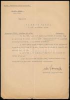 1936 Vitéz Sónyi Hugó (1883-1958) gyalogsági tábornok, a M. Kir. Honvédség főparancsnokának autográf aláírással ellátott levele, Verbőczy Kálmán (1888-1967) alezredes, a Székely Hadosztály volt zászlóaljparancsnoka részére, amelyben Verbőczy "Szemsugárvezető" nevű találmányának gyalogsági lőiskolában való sikeres teszteléséről, és lőoktatási taneszközként való terjesztésének engedélyezéséről tájékoztatja.