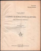 Waelder Gyula: Nagy Virgil a görög és római építés alaktana című előadásainak vezérfonala. Bp., 1920., Németh József, 45+1 p. Szövegközti rajzokkal illusztrált. Papírkötésben, a borítón gyűrődésnyommal, a címlap javított, néhány ceruzás bejelöléssel.