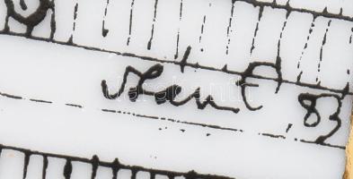 Hollóházi Szász Endre által tervezett porcelán kép, 12,5x8,5 cm, keretezve, hibátlan