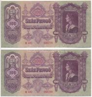 1930. 100P (2x) egyugrásos sorszámkövetők "E 400 065778" és "E 400 065780" T:AU  Adamo P17