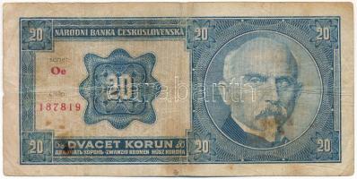 Csehszlovákia 1926. 20K "Oe 187819" T:VG Czechoslovakia 1926. 20 Korun "Oe 187819" C:VG Krause P#21