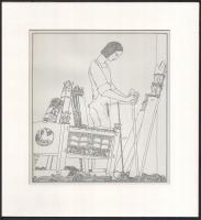 Kozma Lajos (1884-1948): Kopjafák. Cinkográfia, papír, jelzett a cinkográfián, paszpartuban, 22×20 cm
