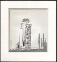 Kozma Lajos (1884-1948): Bizalom. Cinkográfia, papír, jelzett a cinkográfián, paszpartuban, 22×20 cm