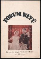 1930 Forum Revü, a Forum Filmszínház műsorújsága, néhány kis sérüléssel