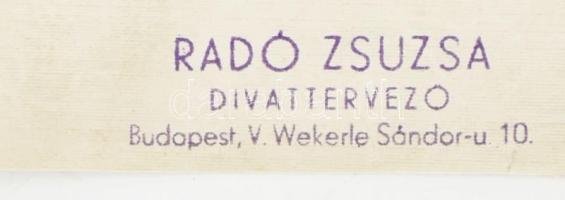 Radó Zsuzsa divattervező, működött a XX. sz. közepén: Rószaszín ruhaterv, 1940 k. Ceruza, akvarell, ...