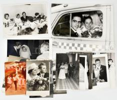 21 db vegyes esküvői fotó, 13x8,5 cm és 24x18 cm között