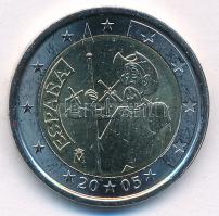 Spanyolország 2005. 2E "Don Quijote" tanúsítvánnyal T:UNC Spain 2005. 2 Euro "Don Quijote" with certificate C:UNC