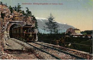 Innsbruck (Tirol), Innsbrucker Mittelgebirgs-Bahn mit Schloss Ambras / railway tunnel, train, castle
