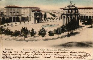 1905 Firenze, Piazza Cavour e Viale Principessa Margherita / square, monument, fountain (EB)