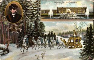 Herrenchiemsee, Schloss / castle, horse-drawn chariot. Ottmar Zieher Emb. (worn corners)