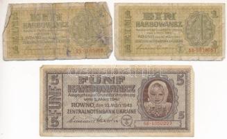 Ukrajna / Német megszállás 1942. 1K (2x) + 5K T:F-G Ukraine / German occupation 1942. 1K (2x) + 5 Karbowanez C:F-G Krause P#51