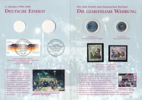 NDK 1982. 50pf Al + NSZK 1994A 50pf Cu-Ni "Út a német egységhez" német nyelvű dísz kartonl...