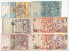 9db vegyes román, olasz, ukrán bankjegy T:F 9pcs of mixed Romanian, Italian, Ukrainian banknotes C:F