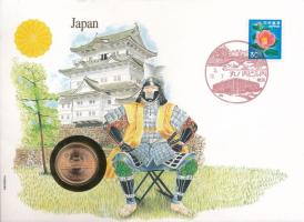 Japán 1990. 10Y bronz felbélyegzett borítékban, bélyegzéssel T:UNC Japan 1990. 10 Yen bronze in envelope with stamp and cancellation C:UNC