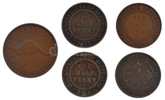 Ausztrália 1913-1917. 1/2p bronz "V. György" + 1933. 1/2p bronz "VI. György" + 1...