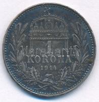 1914KB 1K Ag "Ferenc József" T:AU,XF patina Adamo K5.1