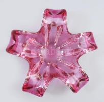 Cseh virágszirom alakú kínáló, anyagában színezett üveg, jelzés nélkül, minimális kopottsággal, d: 2...