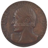 Beck Ötvös Fülöp (1873-1945) 1928. "Ady Endre emlékének a 'Nyugat' / 'Repülj hajóm..... Rajtad a holnap hőse' " bronz emlékérem (65mm) T:XF HP 986.