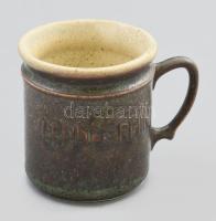 Chinoin pohár, mázas fehércserép, kopással, m: 8 cm