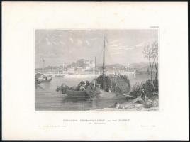 cca 1850-60 Pétervárad látképe. Festung Peterwardein an der Donau in Sirmien. Acélmetszet, Kunstanstalt des Bibliographisches Institut in Hildburghausen, kis foltokkal, 10×15 cm